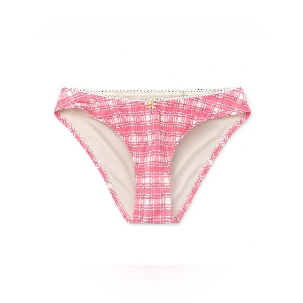Solid & Striped NWT The Daphne‎ Bottom Women's M Pink Plaid Swim Low Rise Beach